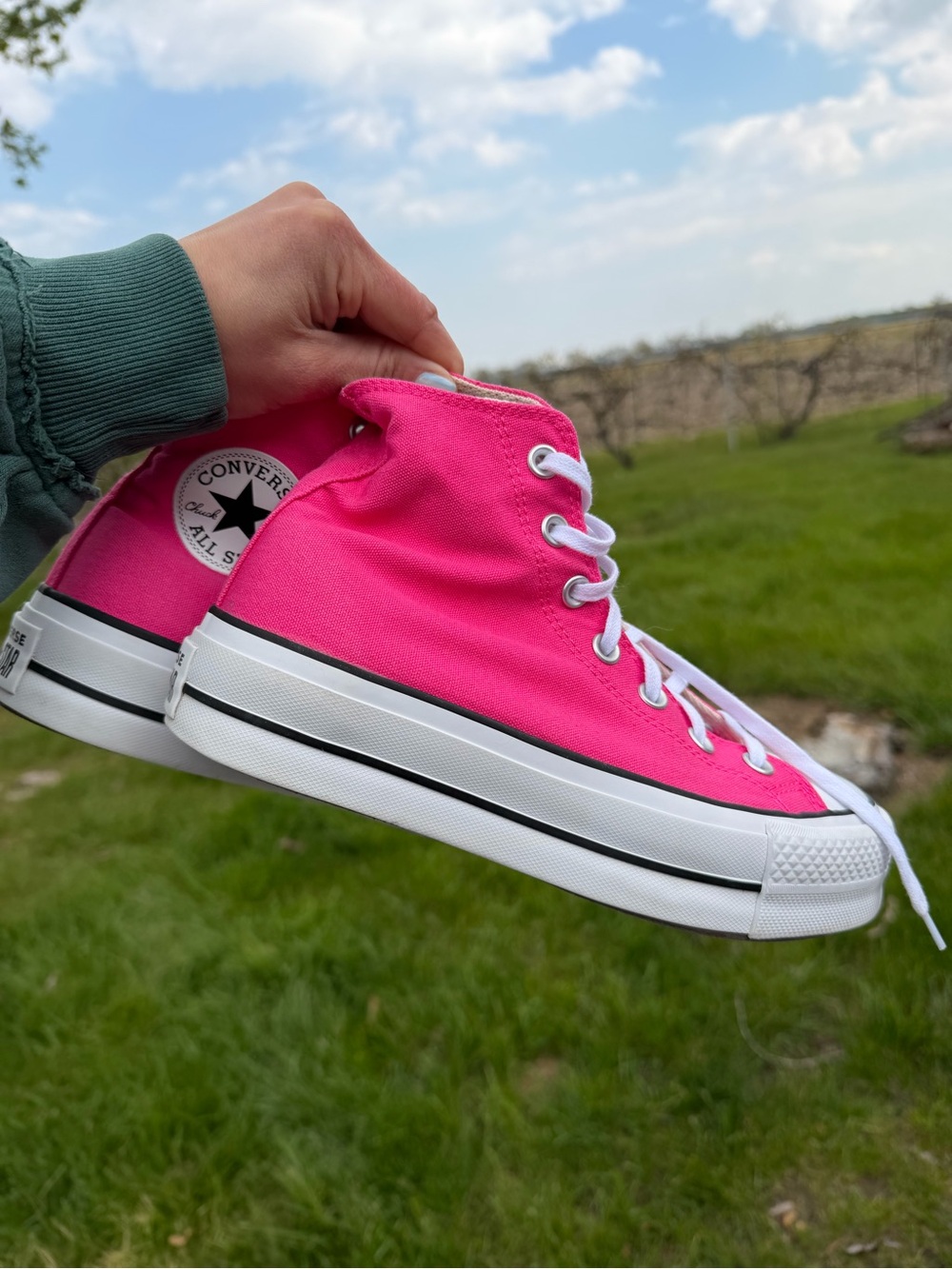 Converse High Top Platform Sneakers - Hot Pink Size 5